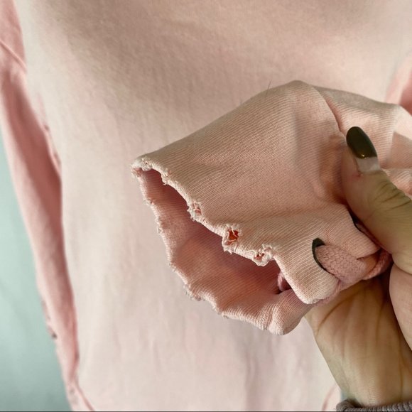 🌷 Joe’s Jean Collection Baby Pink Miaya Lace-up Sleeve Sweatshirt Size XS - Picture 6 of 13